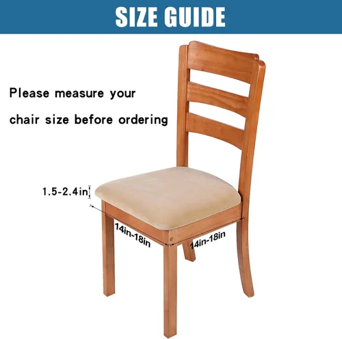 Miniatura 6 de Smiry - Fundas de asiento de terciopelo para silla de comedor, juego de 2, ajuste elástico, extraíbles y lavables, fundas protectoras de cojín