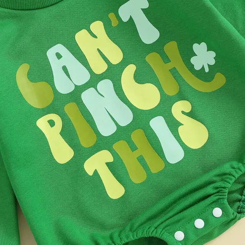 Miniatura 3 de Ayalinggo Ropa de primavera con estampado de letras "My First Saint Patricks Day Can't Pinch This Letter", color verde