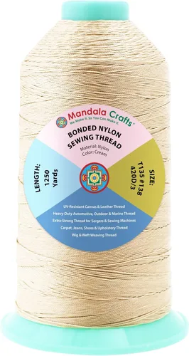 Miniatura 19 de Mandala Crafts - Hilo de nailon para coser cuero, tapicería, mezclilla y para trenzar el pelo; resistente, 1500 yardas, tamaño 69 T70 Marrón