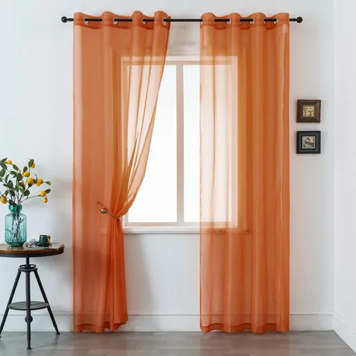 Miniatura 39 de DUALIFE Cortinas Amarillas de 72 Pulgadas de Largo para Dormitorio Juego de 2 Paneles con Ojales Ventana Semi Voile Filtrado de Luz Cortinas