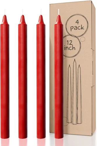 Miniatura 85 de CANDWAX Paquete de 4 velas cónicas blancas, sin goteo, de combustión lenta, sin perfume, de 12 pulgadas, ideales para mesa de comedor, candelabros