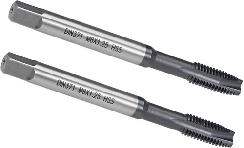 uxcell Grifo roscado de punta espiral M8 x 1.25, tolerancia H2 de acero de alta velocidad recubierto TICN, vástago redondo con extremo cuadrado,