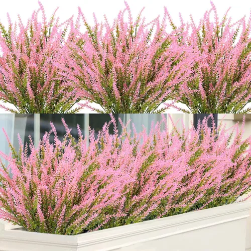 Miniatura 10 de Ouddy Decor 24 Manojos de Flores Artificiales de Lavanda Falsas Plantas de Plástico para Hogar Boda Cocina Jardín Patio Caja de Ventana Mesa