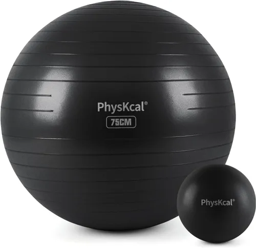 Miniatura 12 de PhysKcal Pelota de yoga para ejercicio, set de pilates, pelota de fitness de 4 tamaños para entrenamiento, parto, embarazo, terapia física - Bomba