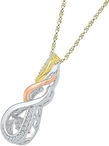 Miniatura 2 de 10K Tri-Tone Gold Womens Round Diamond Fashion Pendant 18 Cttw