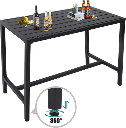 Miniatura 6 de Mesa de Bar para Exteriores, Mesas de Consola de Patio Tipo Pub con Marco de Acero con Recubrimiento en Polvo, Superficie Resistente a la Intemperie