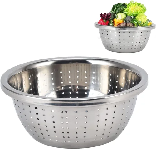 Miniatura 13 de Colador microporoso de acero inoxidable, cesta de lavado de verduras 304 Colador de cocina de acero inoxidable Escurridor de cuenco de metal