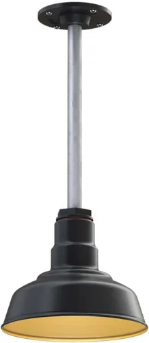 Miniatura 23 de Steel Lighting Co. Inglewood - Lámpara de granero Lámpara montada en el techo Cúpula redonda de 8 pulgadas vástago inclinado de 12 pulgadas