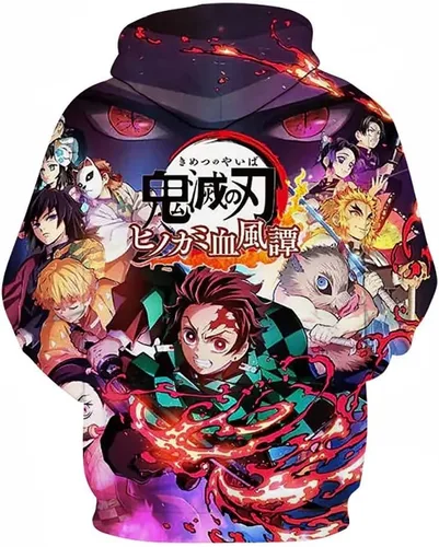 Miniatura 2 de Sudadera con capucha Slayer Kimetsu no Yaiba con estampado 3D de anime con capucha para hombres y mujeres