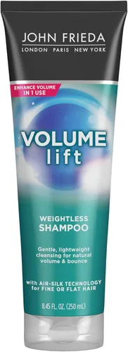 John Frieda Volume Lift - Champú sin peso, champú voluminizador ligero con tecnología Air-Silk para cabello fino o plano, añade plenitud natural,