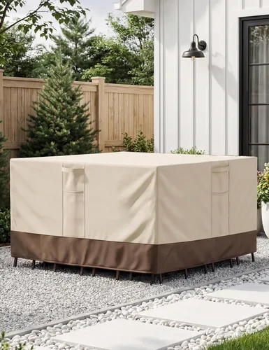 Miniatura 7 de Fundas para muebles de patio, impermeables, rectangulares, fundas para muebles de exterior, impermeables, resistentes al viento, con asas