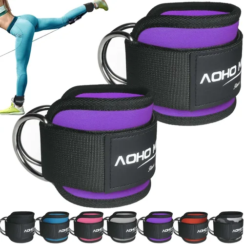 Miniatura 19 de AOHO MOOON - Brazalete de tobillo para máquina de cable, accesorios de gimnasio para mujeres y hombres, puños de tobillo de neopreno para patadas