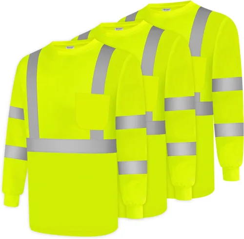 Miniatura 12 de Camisas de alta visibilidad para hombres Clase 3 Hi Vis reflectantes, camisas de seguridad para construcción para hombres y mujeres, de manga larga