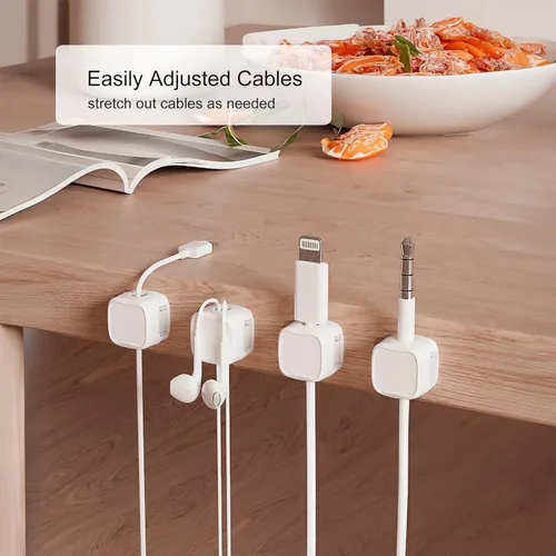 Miniatura 2 de Paquete de 6 organizadores de cables magnéticos, clips de gestión de cables de escritorio, cargador de teléfono, organizador de cables para mesita