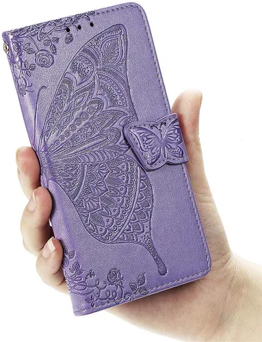 Miniatura 7 de Funda tipo cartera para Samsung Galaxy Note 20 Ultra, piel sintética de alta calidad con diseño de flor de mariposa en relieve, función atril