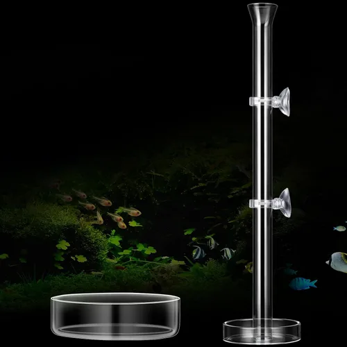 Miniatura 8 de Chengu Juego de 3 tubos y platos de alimentación de camarones, tubo de alimentación de camarones de vidrio de 8 pulgadas y 2 cuencos de acuario