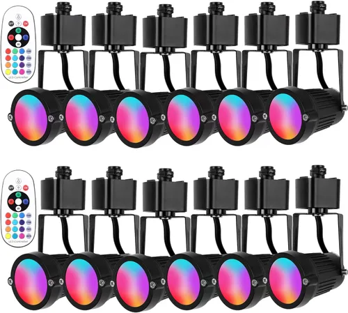 Cabezales de luz LED RGB de 12 W, cabezal de iluminación RGBW que cambia de color tipo H con control remoto para acento, Halloween, fiesta, Navidad,