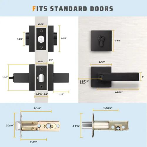 Miniatura 5 de KNOBWELL - Pomo resistente para puertas exteriores con cerradura de seguridad de doble llave y cuadrada; juego de picaportes para puertas