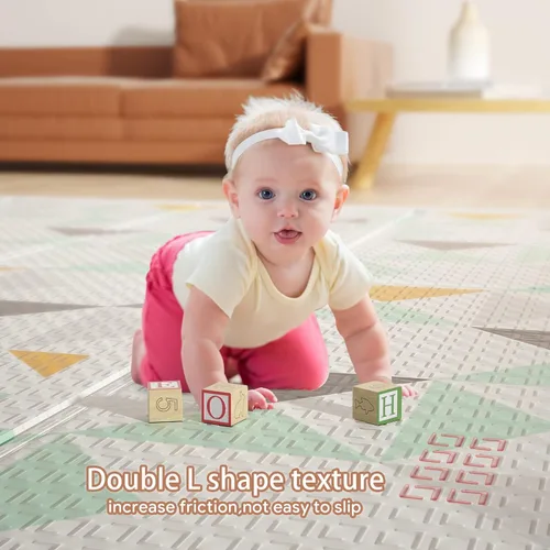 Miniatura 4 de UANLAUO Alfombra de juego plegable para bebés - 71 x 59 pulgadas, reversible para bebés a niños, antideslizante para interior y exterior