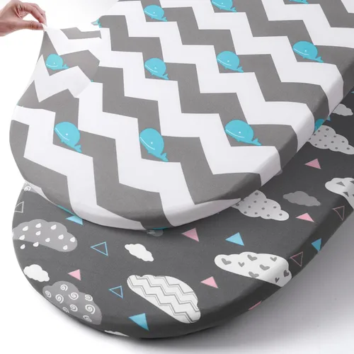 Miniatura 35 de Pack n Play Sheets, BROLEX 2 Pack Mini Crib Sheets,Stretchy Portable Fitted Playard Sheet Set, Convertible Playard Mattress Cover,Ultra Soft