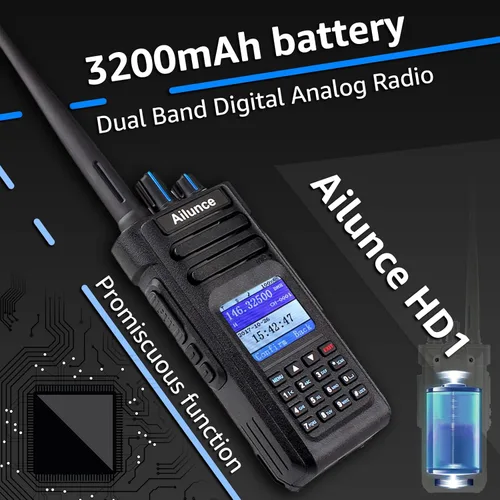 Miniatura 5 de Radioaficionado HD1, radio profesional de doble banda DMR/analógica bidireccional – Walkie Talkie impermeable IP67 con 3200mAh USB-C, llamada