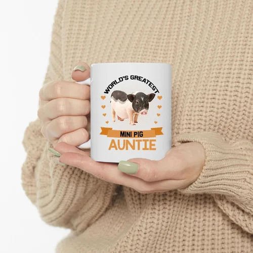 Miniatura 3 de World's Greatest Saddle Mini Pig Auntie Gifts For Tía Taza de café divertida Taza de té de cerámica blanca 11oz Regalos para dueños de mascotas