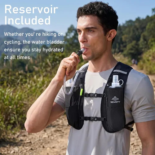 Miniatura 4 de Chaleco de Hidratación para Correr 5L, Paquete de Chaleco para Correr con Vejiga de Agua de 1.5L, Mochila de Agua Ligera para Senderismo, Correr