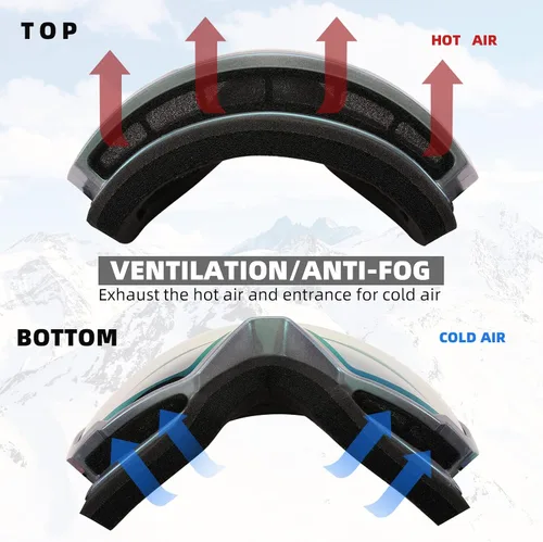 Miniatura 9 de FEISEDY Ski Goggles, OTG Snow Sport Goggles for Adult Youth, Anti-Fog UV400 Protection Bendable Dual-Lenses B2961
