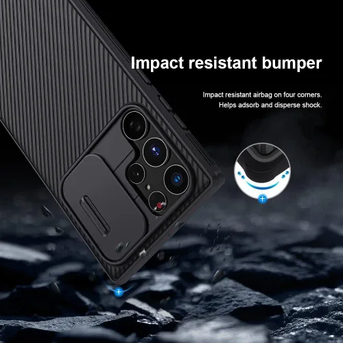 Miniatura 4 de Mangix Funda para Samsung Galaxy S22 Ultra con cubierta para cámara, delgada funda protectora de policarbonato delgado a prueba de golpes con Negro