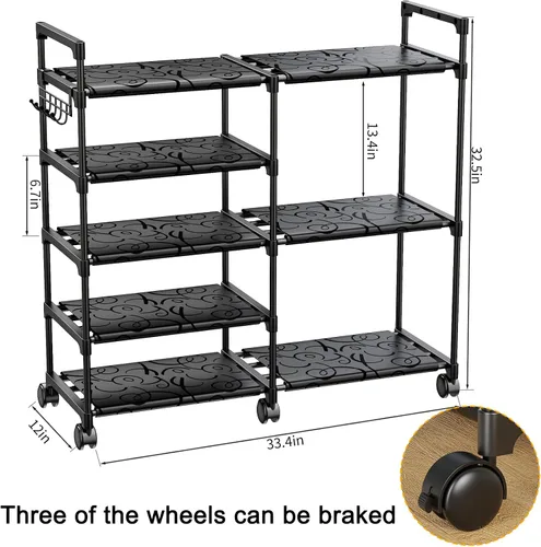 Miniatura 2 de CSXGBAB Organizador de zapatos, soporte grande de 5 niveles para zapatos con ruedas, fácil de llevar, estante alto de almacenamiento de zapatos
