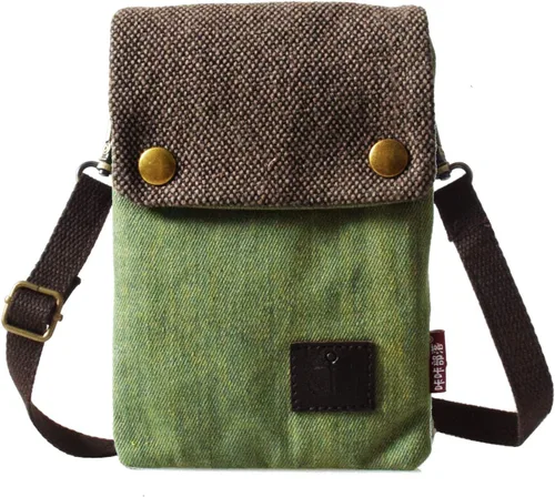 Miniatura 11 de WITERY Monedero pequeño de lona para teléfono celular, hecho a mano, lindo bolso cruzado para teléfono con correa ajustable para el hombro Agujero