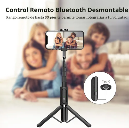 Miniatura 4 de ATUMTEK Palo de Selfie Trípode, trípode extensible 3 en 1 de aluminio para teléfono con control remoto Bluetooth desmontable, compatible con iPhone