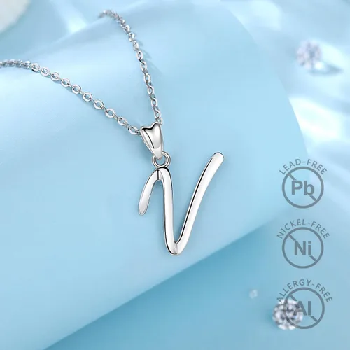 Miniatura 196 de EUDORA Collares de plata esterlina con inicial para mujer, regalos clásicos de 26 letras sin cuello para niñas, hermana, madre hija, cadena de 18