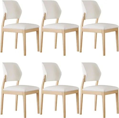 Miniatura 44 de YVYKFZD Wooden Dining Chairs Set, Leather Dining Room Chair, Upholstered Kitchen Chairs with Curved Backrest, Armless Living Room Chair, for Bedroom