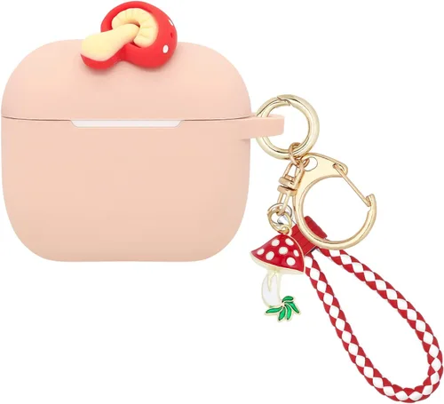 Wonhibo Funda para Airpods 3 para mujeres y niñas, bonita funda Kawaii para Airpod 3ª y tercera generación 2021 con llavero (seta)