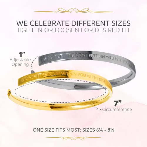 Miniatura 7 de Stella Valle Mother Daughter Cuff Bracelet 18K Gold & Rhodium Plated Inspirational Bracelets for Women Adjustable Mantra Band Bracelet Gift for