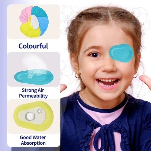 Miniatura 3 de 60 parches adhesivos para los ojos para adultos, parche transpirable colorido para niños, niñas con ojo perezoso Colorido-60 piezas