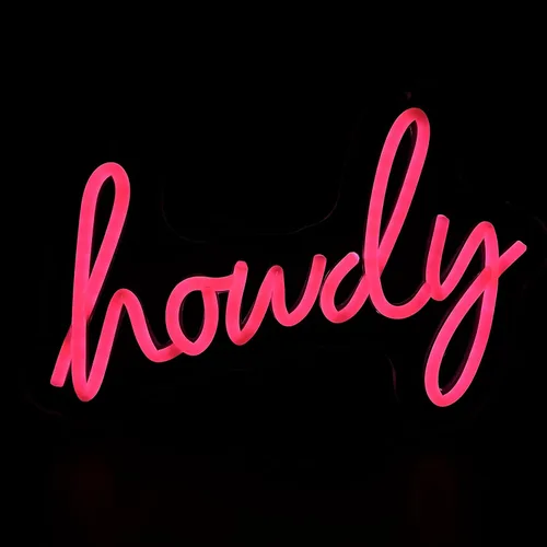 Miniatura 3 de Letrero de neón rosa howdy para decoración de pared, iluminación ajustable, luz de neón LED para decoración de pared de dormitorio, decoración