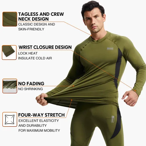 Miniatura 2 de Conjunto de ropa interior térmica para invierno equipo de caza deportivo capa base parte inferior peso medio