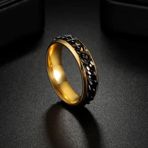 Miniatura 46 de Anillos giratorios para la ansiedad para hombre, anillos clásicos de cadena para mujeres y adultos, anillo de acero de titanio