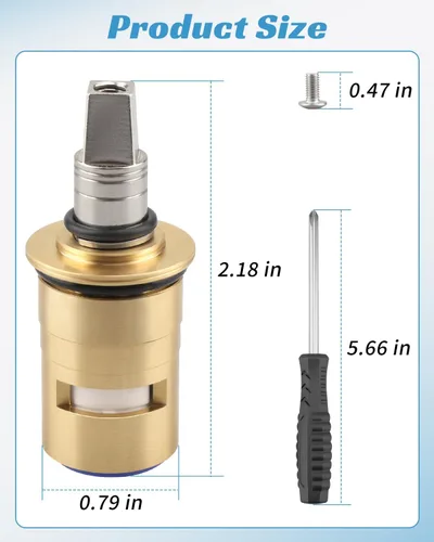 Miniatura 5 de Kit de cartucho de grifo de cerámica de 1/4 vueltas para agua fría y caliente Reemplazar 1-099XKJKABNF 1-100XKJKABNF Construcción duradera de latón