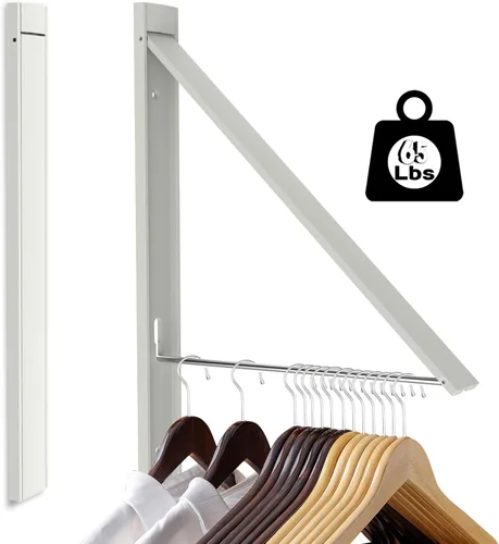 Miniatura 11 de Tendedero de pared para cuarto de lavado, sin taladro, plegable, estante de pared de aluminio de capacidad de 65 libras para apartamento, baño, casa