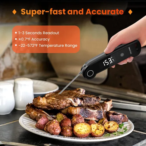 Miniatura 3 de SMARTRO Termómetro digital ST49 para carne de lectura instantánea con retroiluminación ambidiestro para alimentos, parrilla, barbacoa, cocina