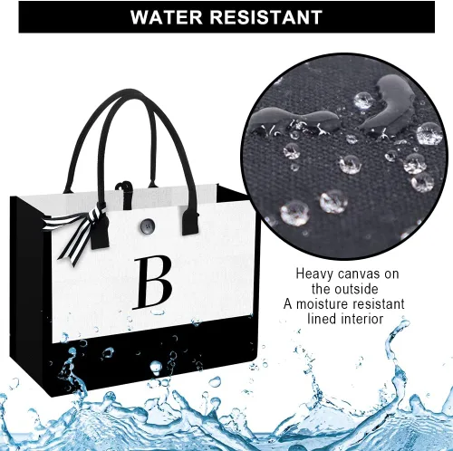Miniatura 5 de Bolsa de playa de lona para mujer, bolsa grande de lona personalizada con bolsillo con cremallera, regalos para amigos, novia, despedida de soltera