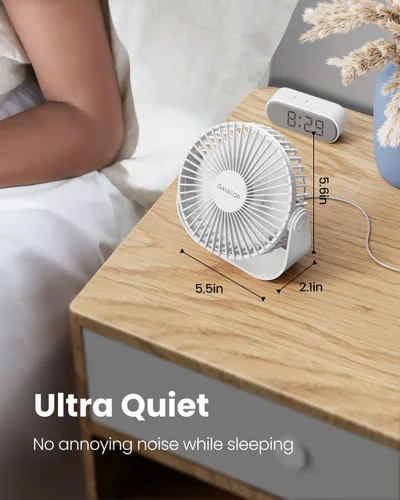 Miniatura 3 de Gaiatop Ventilador de escritorio USB, flujo de aire fuerte de 3 velocidades, portátil de 5.5 pulgadas, rotación de 90°, refrigeración silenciosa