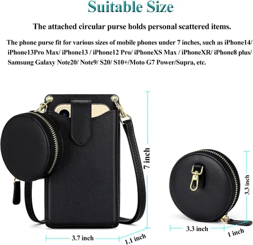 Miniatura 5 de Peacocktion - Bolso pequeño para teléfono celular, para mujeres, minibolso de hombro ligero para cruzarse por el cuello, con ranuras para tarjetas