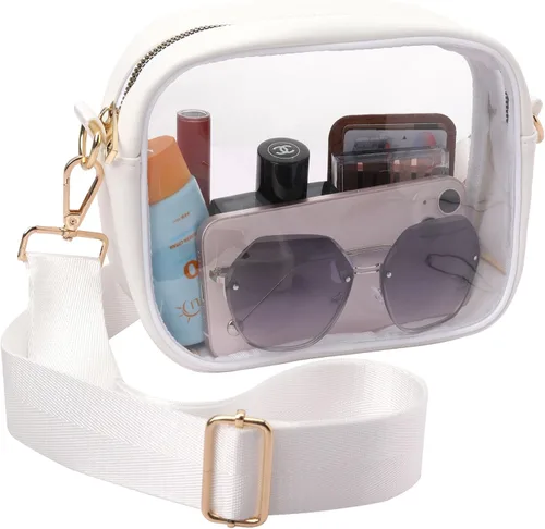 Miniatura 11 de yuanming Bolsa transparente aprobada para estadios, bolsa cruzada transparente, bolsas transparentes para estadios para mujeres TPU Negro