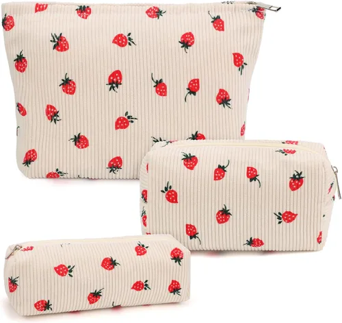 Miniatura 12 de Juego de 3 bolsas de maquillaje para niñas y mujeres, organizador de viaje, bolsa de aseo de baño, bolsa de almacenamiento de gran capacidad