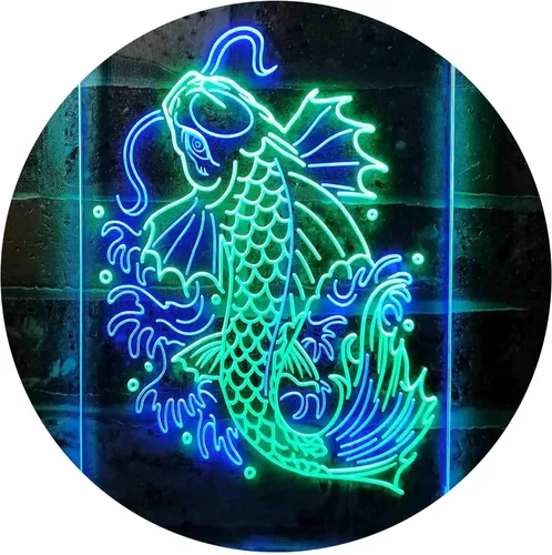 Miniatura 20 de ADVPRO Koi Fish Display - Letrero de neón LED de doble color, azul y rojo, 8 x 12 pulgadas st6s23-i3720-br