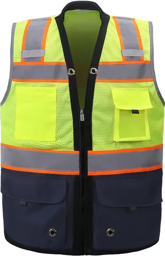 Shine Bright Chaleco de seguridad – Alta visibilidad con correas reflectantes y bolsillos – Premium, suave, duradero y transpirable Azul marino